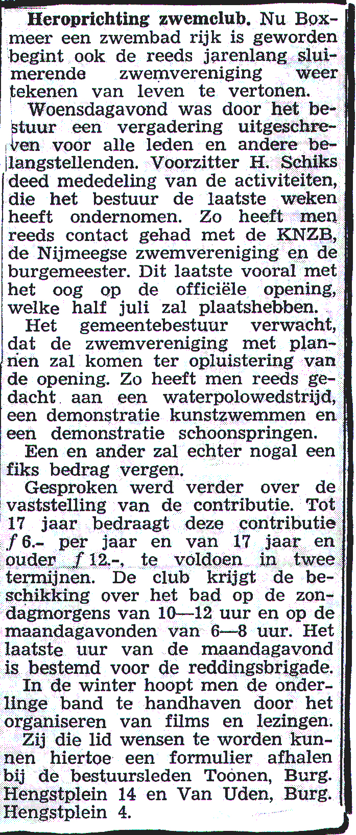 krant zwemclub